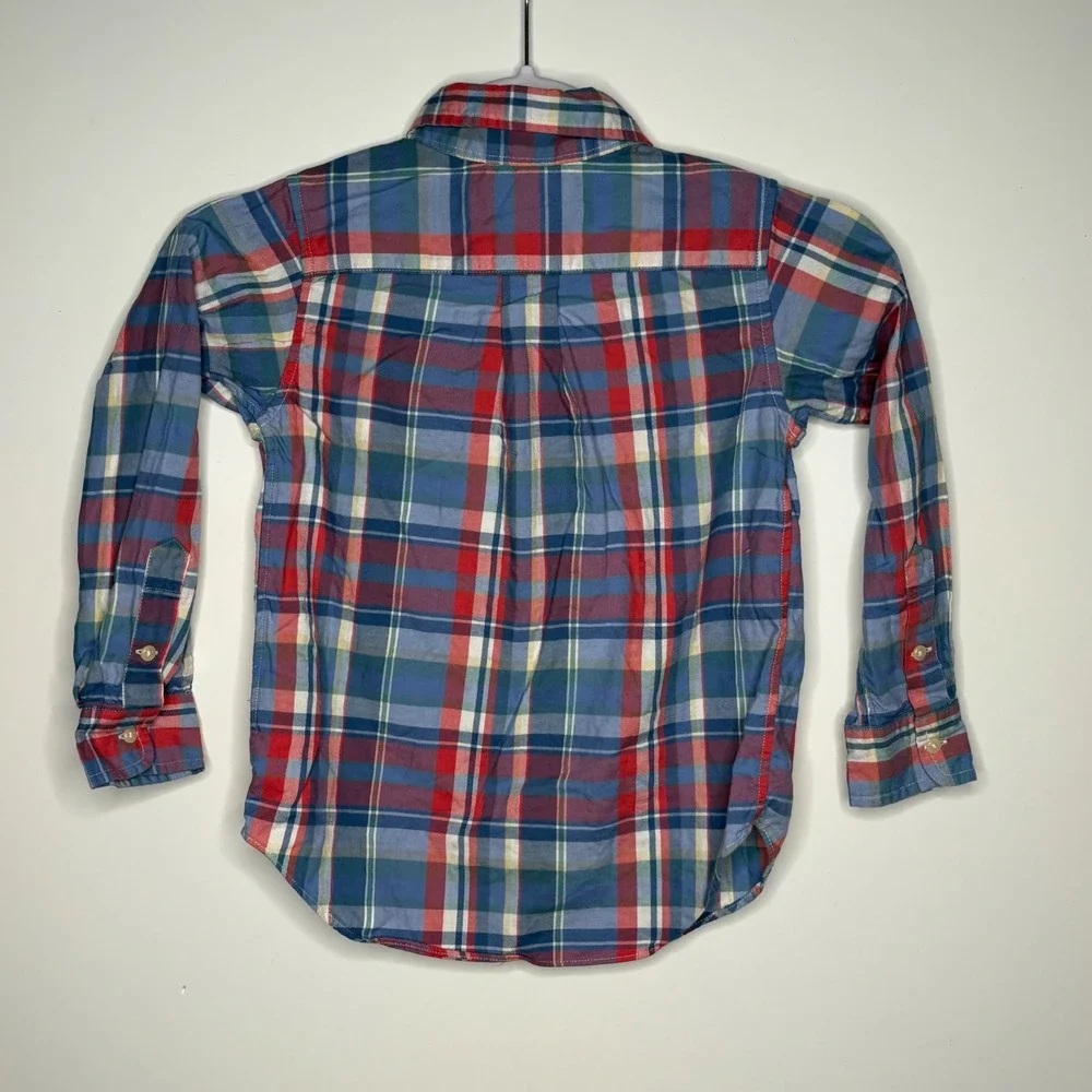 Ralph Lauren Boys Red Blue White Plaid Shirt Size 5 Preppy Classic Americana Ivy